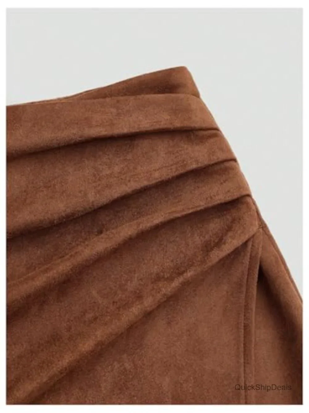 Plus Size Faux Suede Ruched Wrap Front Mini Skirt